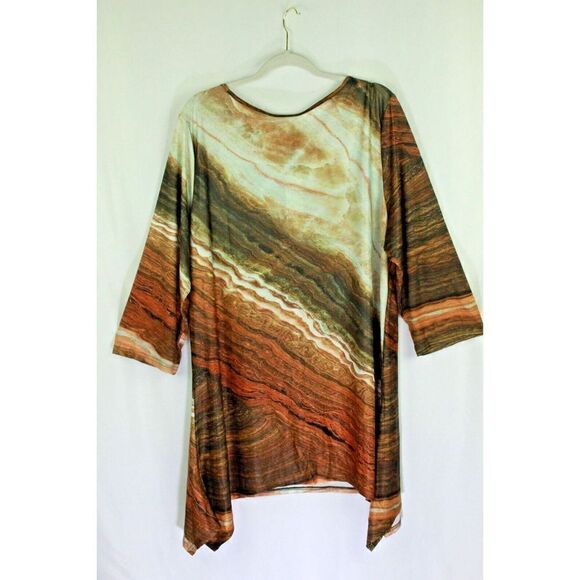 Lily by Firmiana Stunning Agate Stone Print Top 3/4 Sleeve Sharkbite Womens 2X - Picture 5 of 7